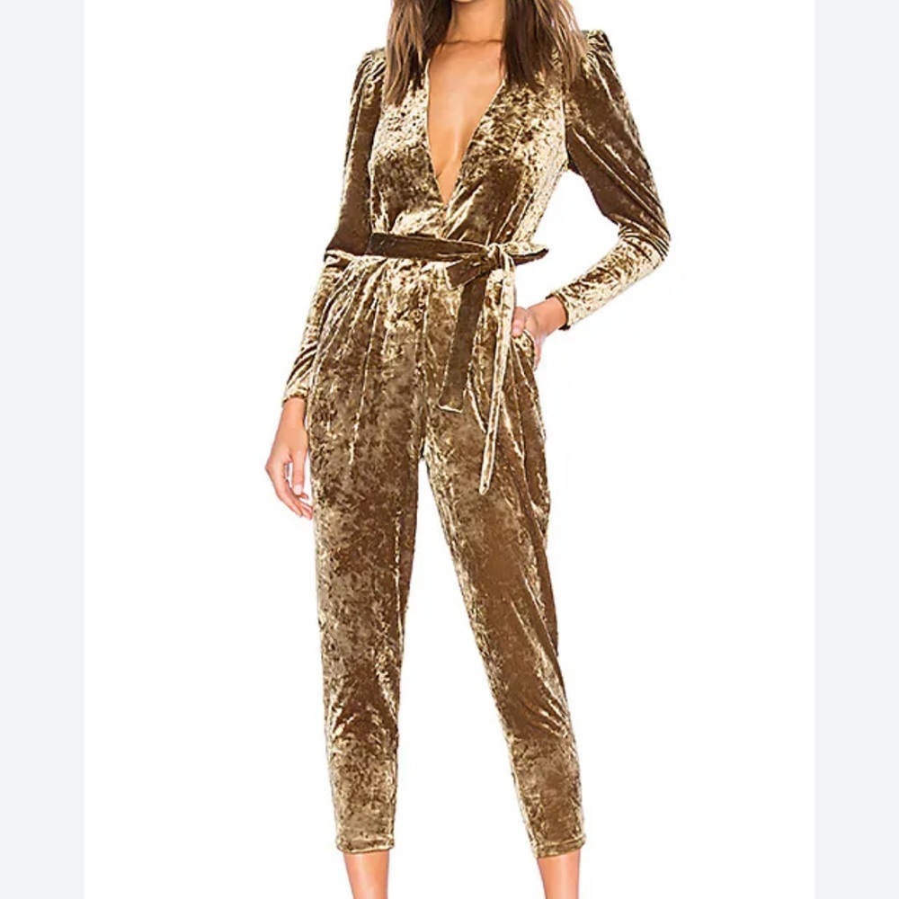 Sabina Musayev Women’s Scarlet Velvet Jumpsuit in Gold